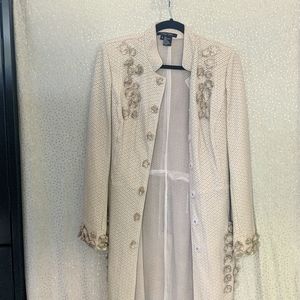 Etcetera Cream Leather Jacket with Flowers